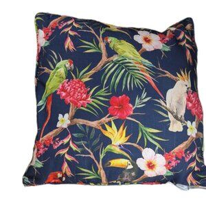 Bright Tropical Parrot Cockatoo Toucan Stratford Outdoor Pillow Cushion